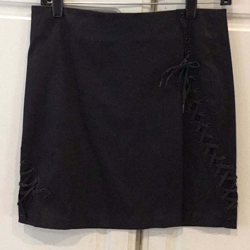 Black Lace-Up Mini Skirt - Women